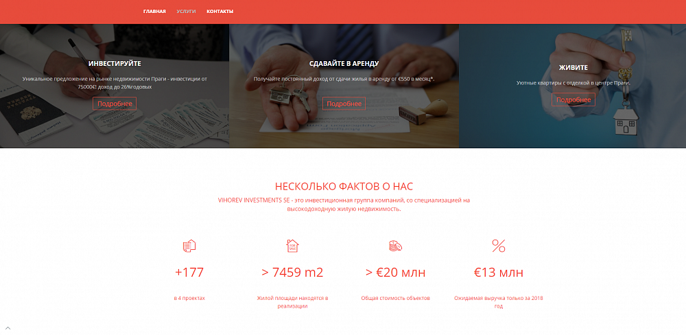 Сайт группы компаний VIHOREV INVESTMENTS SE